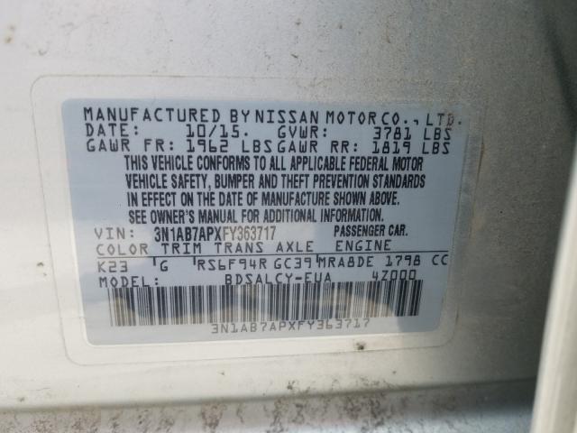 Photo 9 VIN: 3N1AB7APXFY363717 - NISSAN SENTRA S 