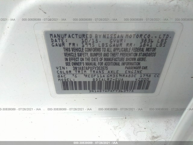 Photo 8 VIN: 3N1AB7APXFY363975 - NISSAN SENTRA 