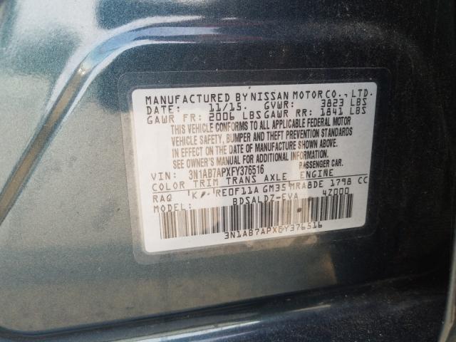 Photo 9 VIN: 3N1AB7APXFY376516 - NISSAN SENTRA S 