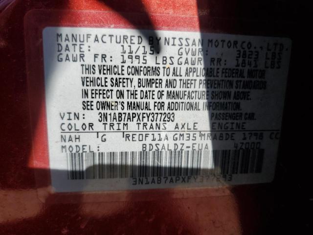 Photo 11 VIN: 3N1AB7APXFY377293 - NISSAN SENTRA S 