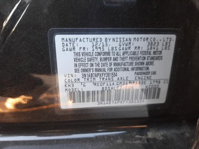 Photo 9 VIN: 3N1AB7APXFY381554 - NISSAN SENTRA S 