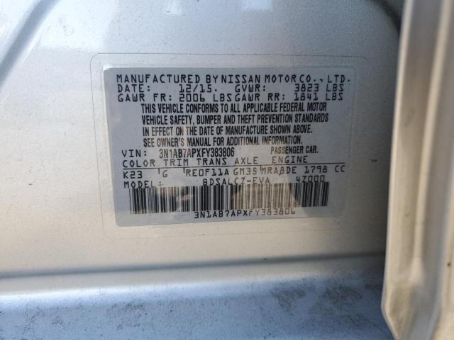 Photo 11 VIN: 3N1AB7APXFY383806 - NISSAN SENTRA S 