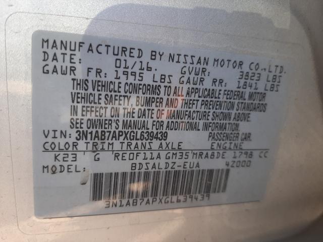 Photo 9 VIN: 3N1AB7APXGL639439 - NISSAN SENTRA S 