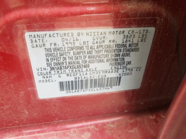 Photo 9 VIN: 3N1AB7APXGL657469 - NISSAN SENTRA S 