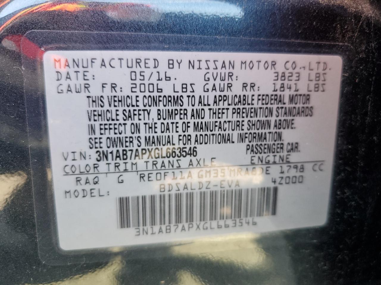 Photo 11 VIN: 3N1AB7APXGL663546 - NISSAN SENTRA 