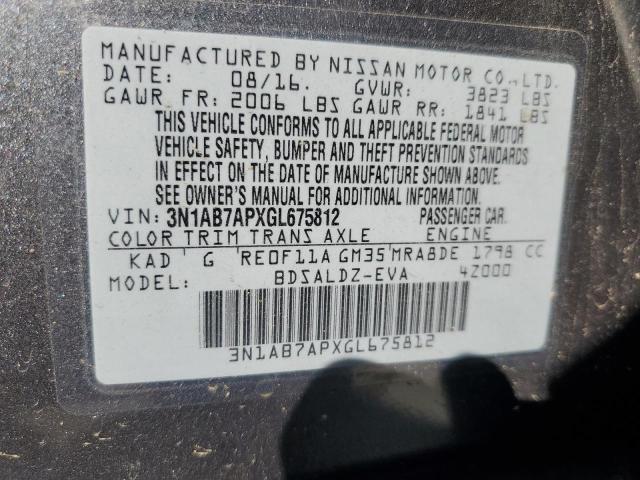 Photo 12 VIN: 3N1AB7APXGL675812 - NISSAN SENTRA S 