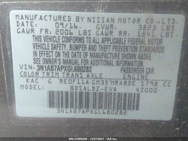 Photo 8 VIN: 3N1AB7APXGL680282 - NISSAN SENTRA 