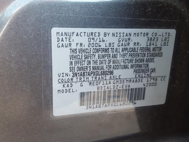 Photo 9 VIN: 3N1AB7APXGL680296 - NISSAN SENTRA 