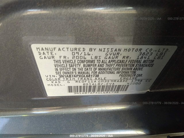 Photo 8 VIN: 3N1AB7APXGL681738 - NISSAN SENTRA 