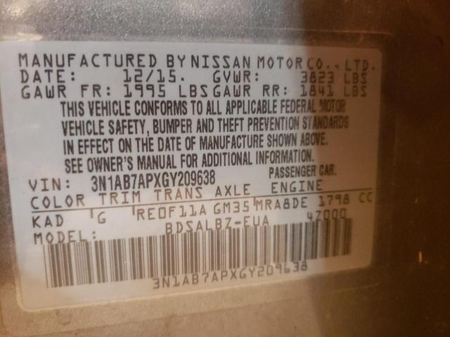 Photo 11 VIN: 3N1AB7APXGY209638 - NISSAN SENTRA S 