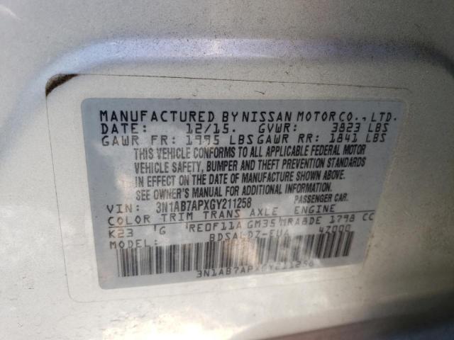 Photo 11 VIN: 3N1AB7APXGY211258 - NISSAN SENTRA S 