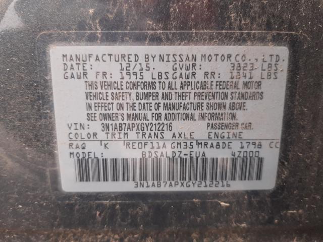 Photo 9 VIN: 3N1AB7APXGY212216 - NISSAN SENTRA S 