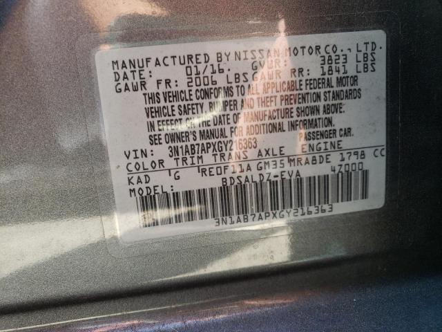 Photo 11 VIN: 3N1AB7APXGY216363 - NISSAN SENTRA S 