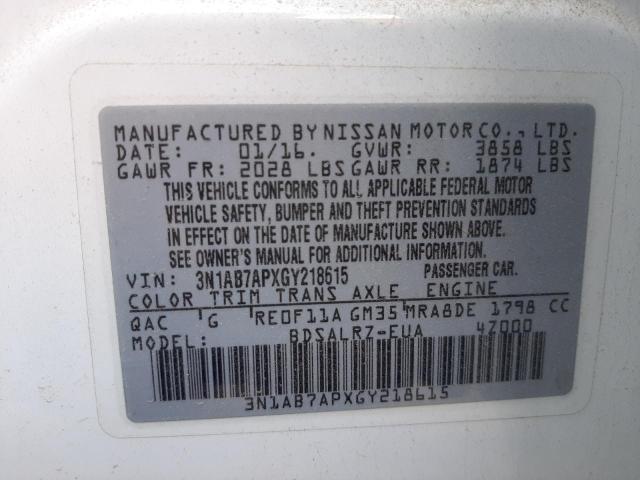 Photo 9 VIN: 3N1AB7APXGY218615 - NISSAN SENTRA S 