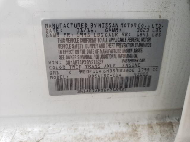 Photo 9 VIN: 3N1AB7APXGY218937 - NISSAN SENTRA S 