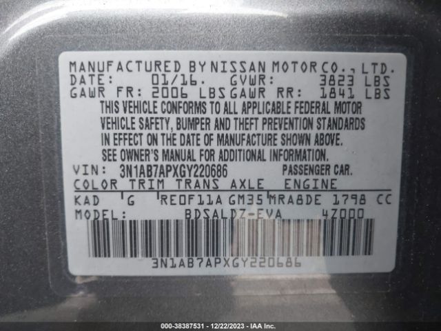 Photo 8 VIN: 3N1AB7APXGY220686 - NISSAN SENTRA 