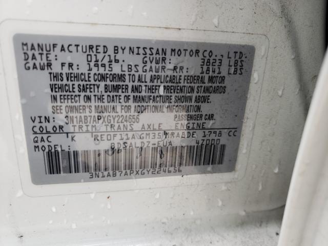 Photo 9 VIN: 3N1AB7APXGY224656 - NISSAN SENTRA S 