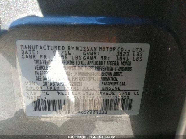 Photo 8 VIN: 3N1AB7APXGY229033 - NISSAN SENTRA 