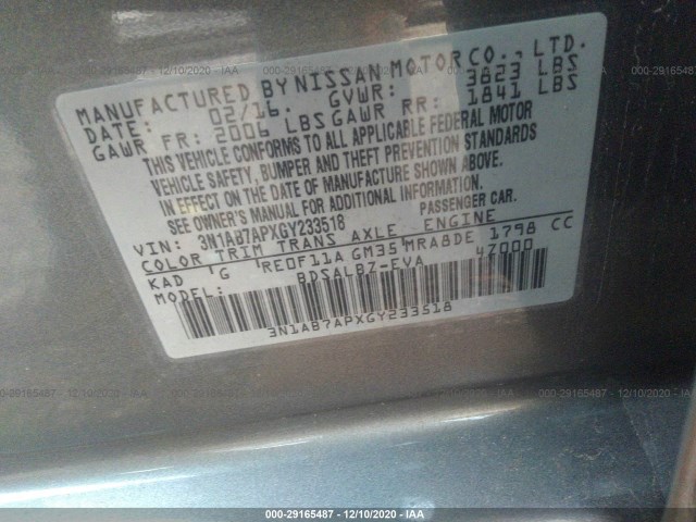 Photo 8 VIN: 3N1AB7APXGY233518 - NISSAN SENTRA 