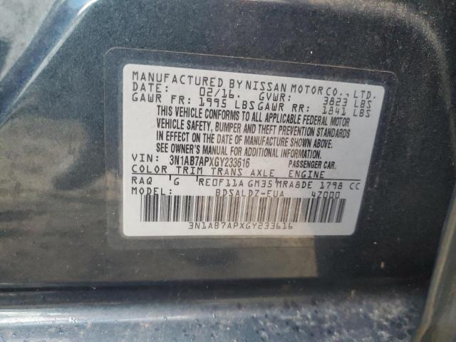 Photo 11 VIN: 3N1AB7APXGY233616 - NISSAN SENTRA S 