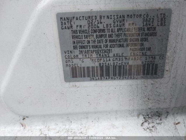 Photo 8 VIN: 3N1AB7APXGY234281 - NISSAN SENTRA 