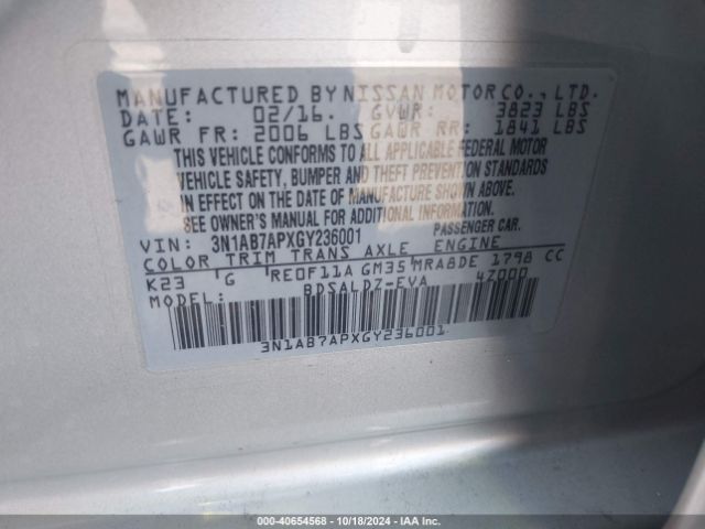 Photo 8 VIN: 3N1AB7APXGY236001 - NISSAN SENTRA 