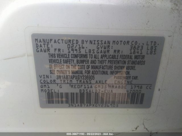 Photo 8 VIN: 3N1AB7APXGY236905 - NISSAN SENTRA 