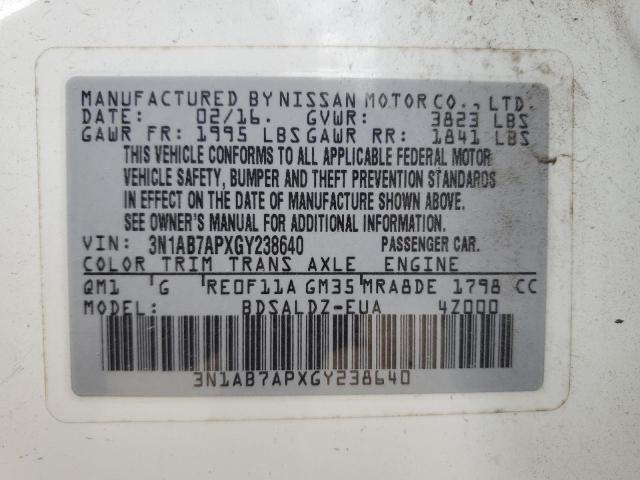 Photo 12 VIN: 3N1AB7APXGY238640 - NISSAN SENTRA S 