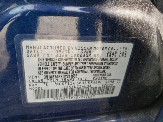 Photo 9 VIN: 3N1AB7APXGY241683 - NISSAN SENTRA S 