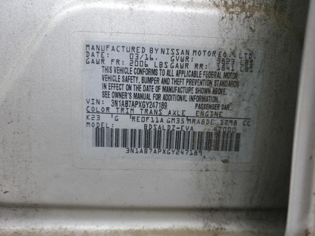 Photo 11 VIN: 3N1AB7APXGY247189 - NISSAN SENTRA 