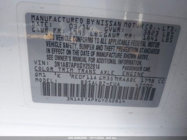 Photo 8 VIN: 3N1AB7APXGY252814 - NISSAN SENTRA 