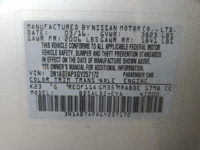 Photo 19 VIN: 3N1AB7APXGY257172 - NISSAN SENTRA S 