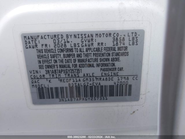 Photo 8 VIN: 3N1AB7APXGY257351 - NISSAN SENTRA 