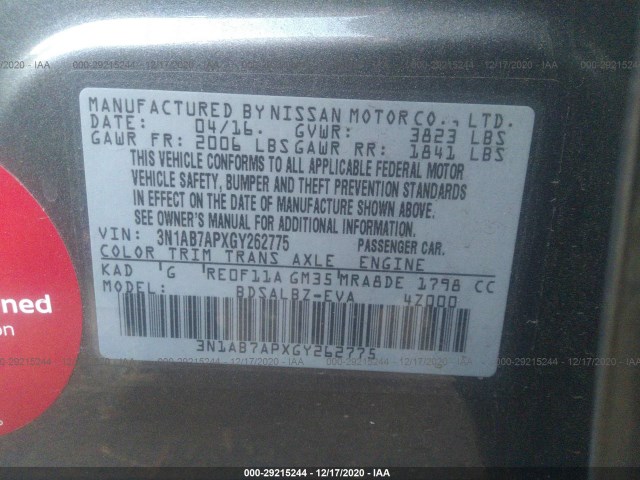 Photo 8 VIN: 3N1AB7APXGY262775 - NISSAN SENTRA 