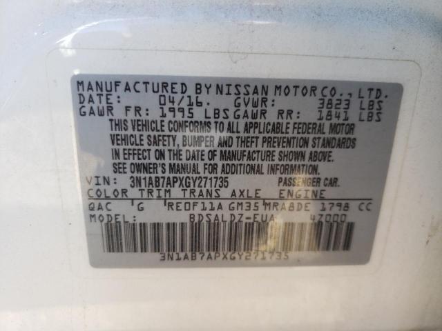 Photo 9 VIN: 3N1AB7APXGY271735 - NISSAN SENTRA S 