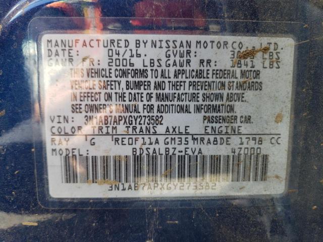 Photo 11 VIN: 3N1AB7APXGY273582 - NISSAN SENTRA S 