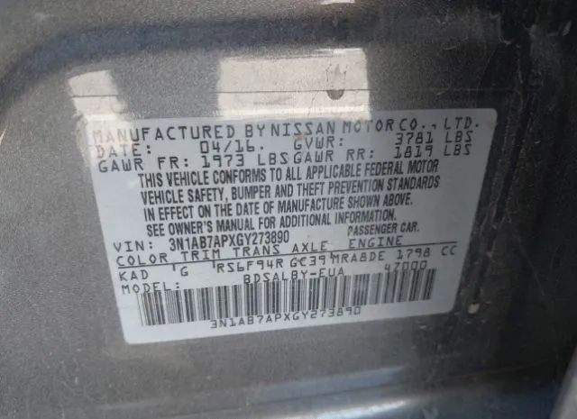 Photo 8 VIN: 3N1AB7APXGY273890 - NISSAN SENTRA 