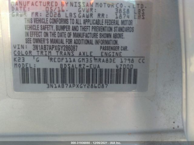 Photo 8 VIN: 3N1AB7APXGY286087 - NISSAN SENTRA 