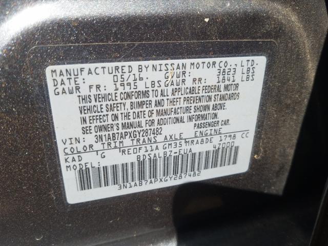 Photo 9 VIN: 3N1AB7APXGY287482 - NISSAN SENTRA S 