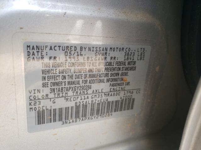 Photo 9 VIN: 3N1AB7APXGY290284 - NISSAN SENTRA S 