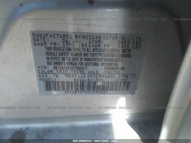 Photo 8 VIN: 3N1AB7APXGY295517 - NISSAN SENTRA 