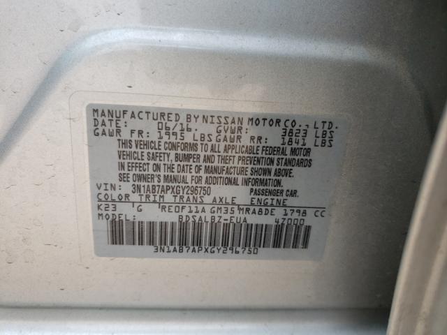 Photo 9 VIN: 3N1AB7APXGY296750 - NISSAN SENTRA S 