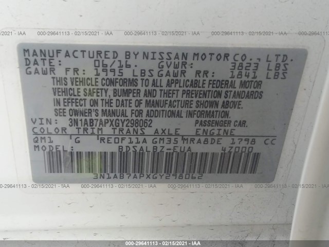 Photo 8 VIN: 3N1AB7APXGY298062 - NISSAN SENTRA 