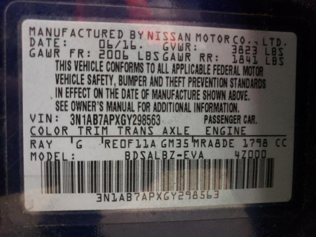 Photo 11 VIN: 3N1AB7APXGY298563 - NISSAN SENTRA S 