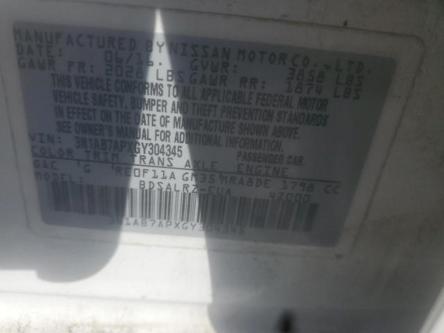 Photo 9 VIN: 3N1AB7APXGY304345 - NISSAN SENTRA S 