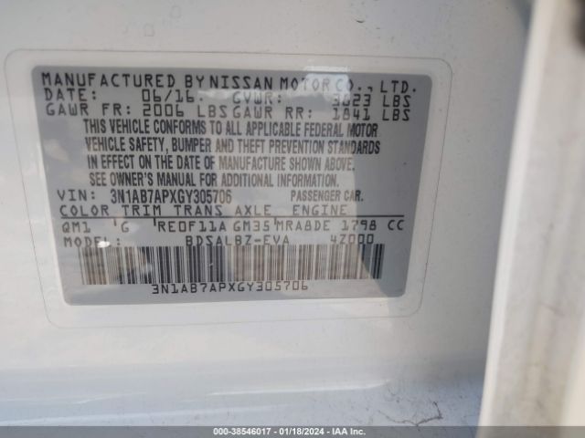 Photo 8 VIN: 3N1AB7APXGY305706 - NISSAN SENTRA 