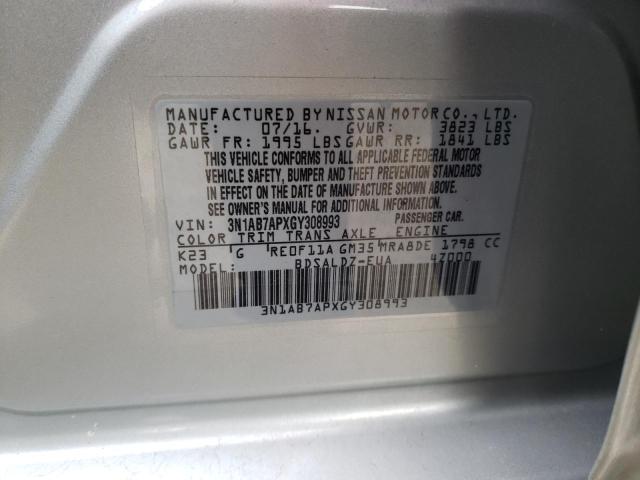 Photo 9 VIN: 3N1AB7APXGY308993 - NISSAN SENTRA S 