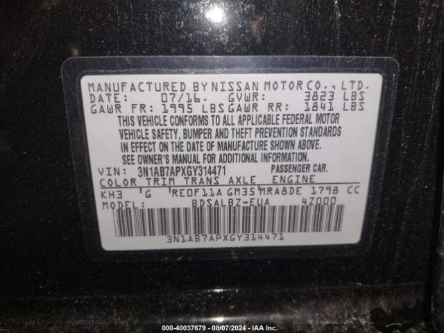 Photo 8 VIN: 3N1AB7APXGY314471 - NISSAN SENTRA 