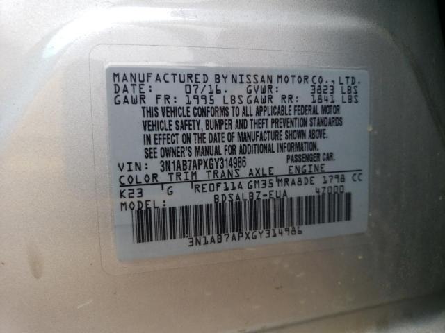 Photo 11 VIN: 3N1AB7APXGY314986 - NISSAN SENTRA S 