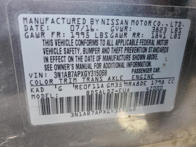 Photo 11 VIN: 3N1AB7APXGY315068 - NISSAN SENTRA S 